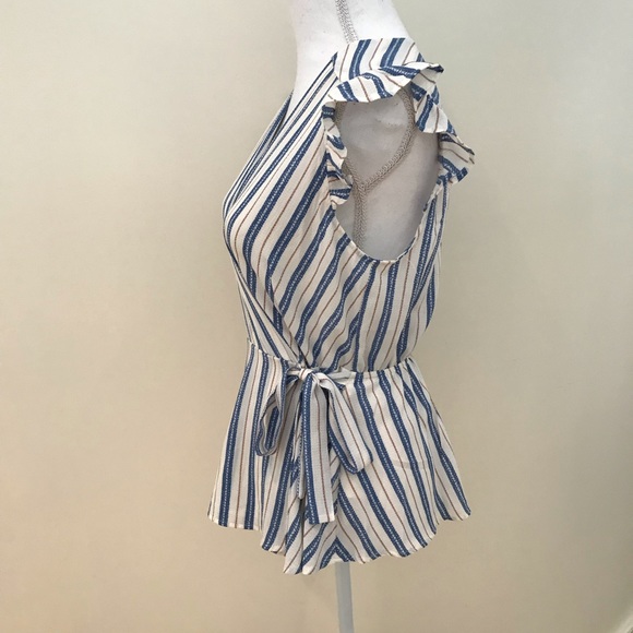 Nwot Monteau Los Angeles striped peplum wrap top - Picture 8 of 12
